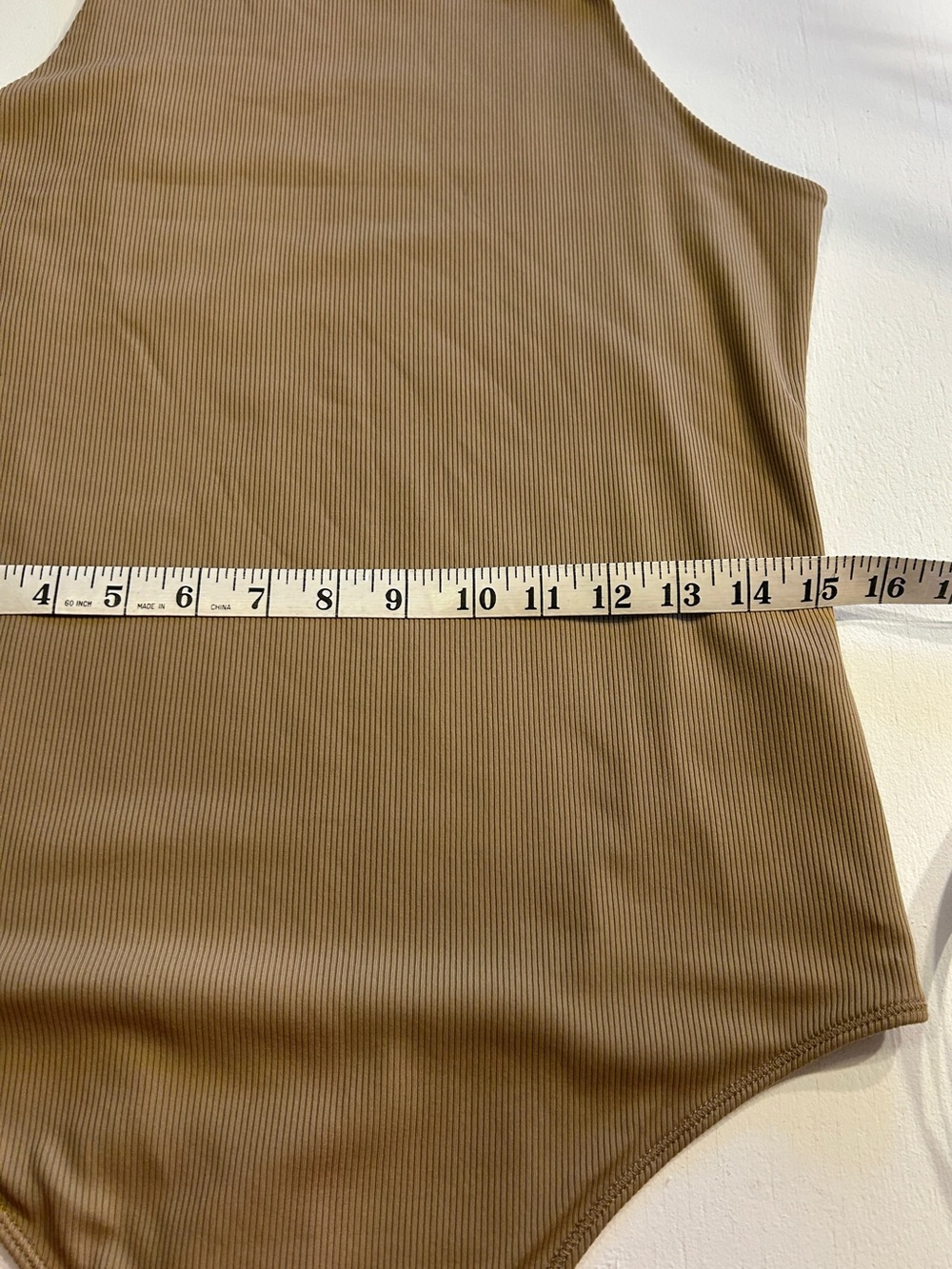 Abercrombie & Fitch Brown Ribbed High Neck Sleeveless Bodysuit Size L Stretch - Picture 7 of 7